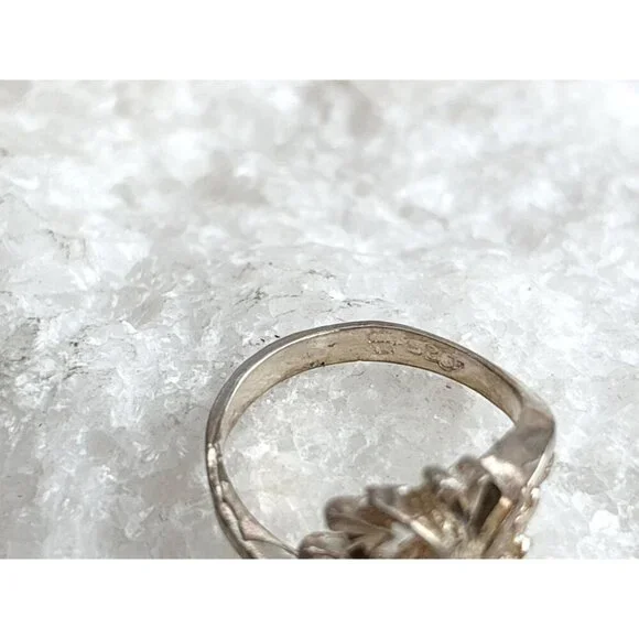 Multi Heart Shaped Carved Love Themed Sterling Silver 925 Vintage Ring - sz 6 - Picture 11 of 14